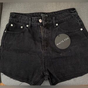 White Fox Boutique Black Acid Denim Shorts